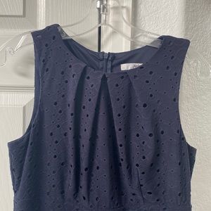 Navy Eyelet Empire Waist Dress.